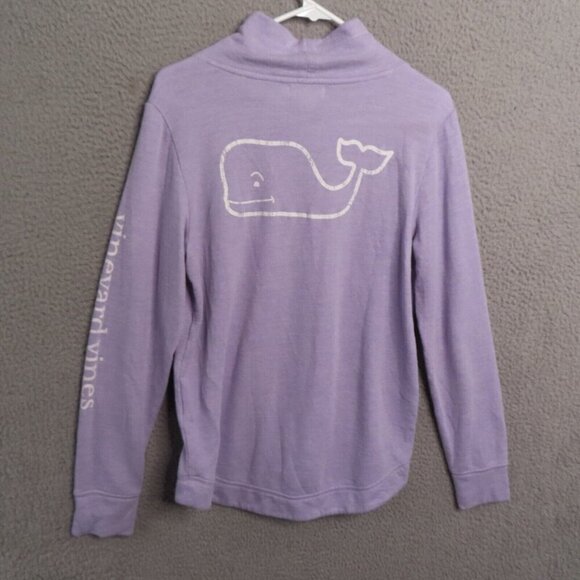 Vineyard Vines Sweatshirt Small Purple Cowl Neck Thumbholes Distressed Pullover - Picture 2 of 10